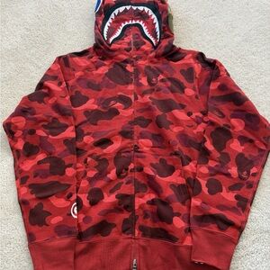 Red Bape Shark Hoodie New